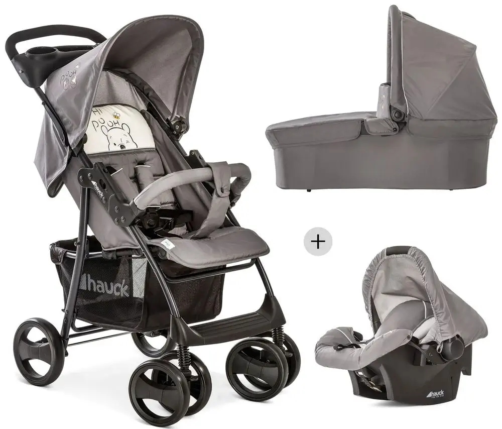 Hauck Wózek 3w1 Zestaw Trio Shopper Slx Kubuś Puchatek szary