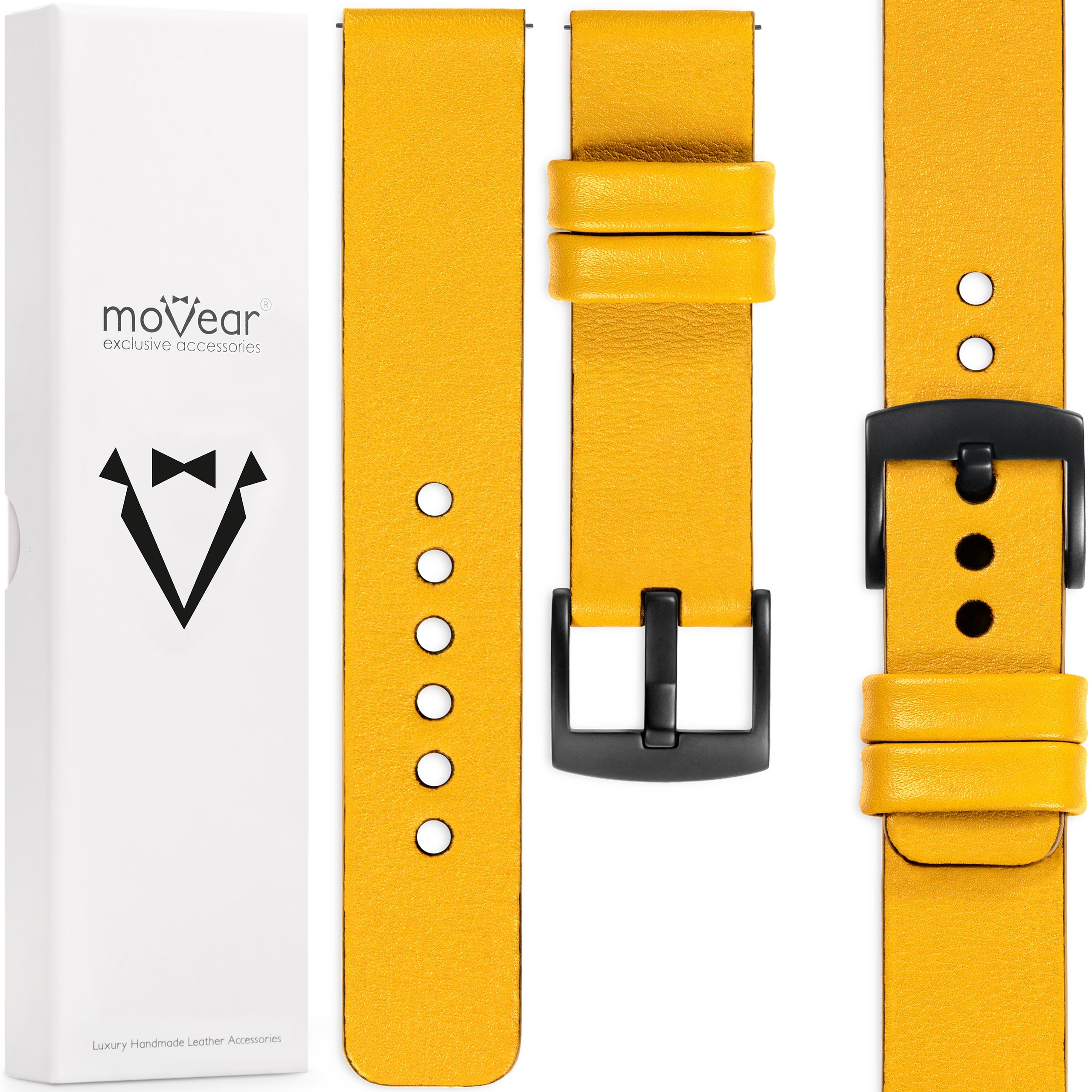 Elegantní Polský řemínek na hodinky 26 mm Movear žlutý