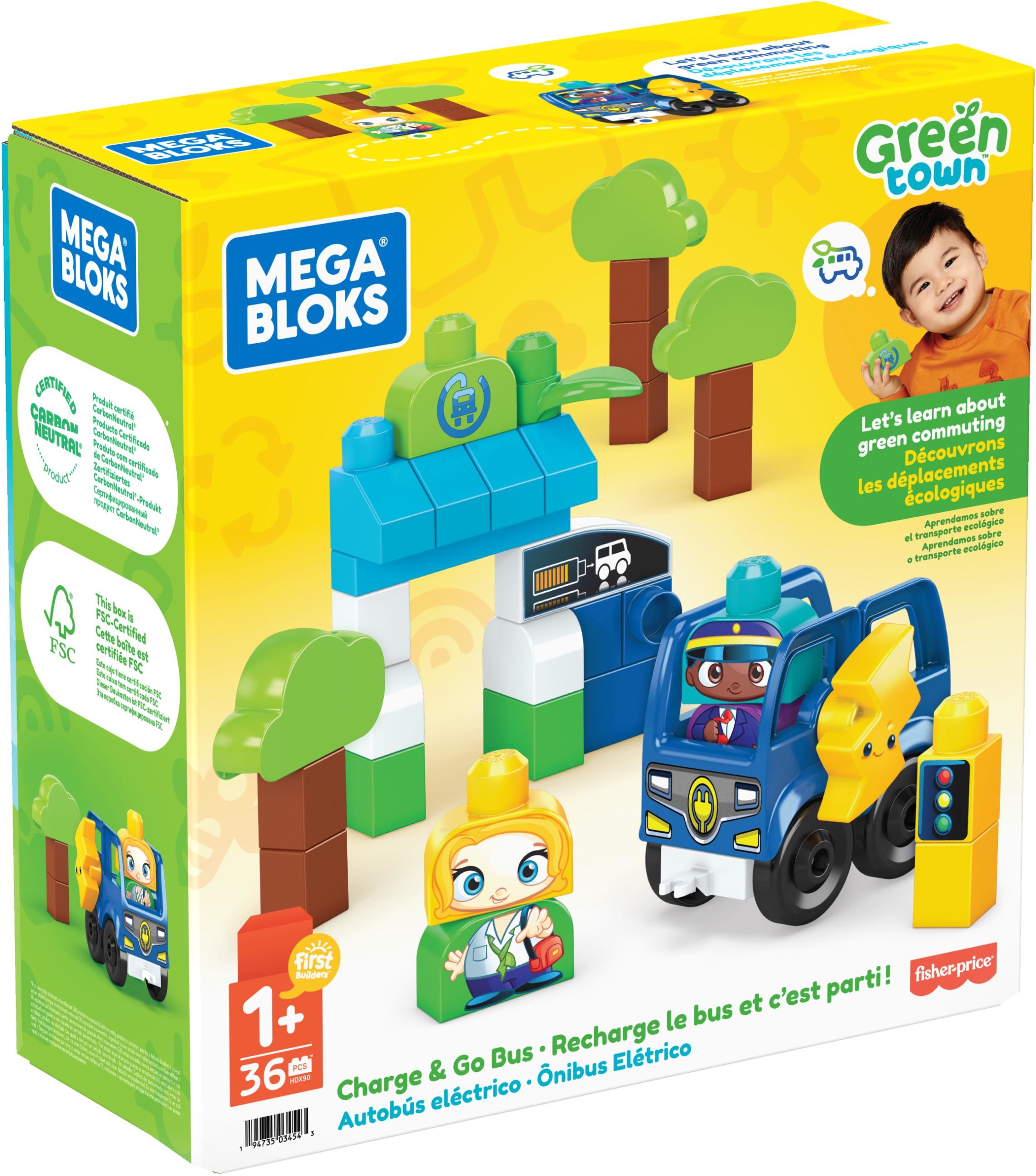 Mega Bloks Green Town. HDX90 Ekoautobus, 36 dielikov
