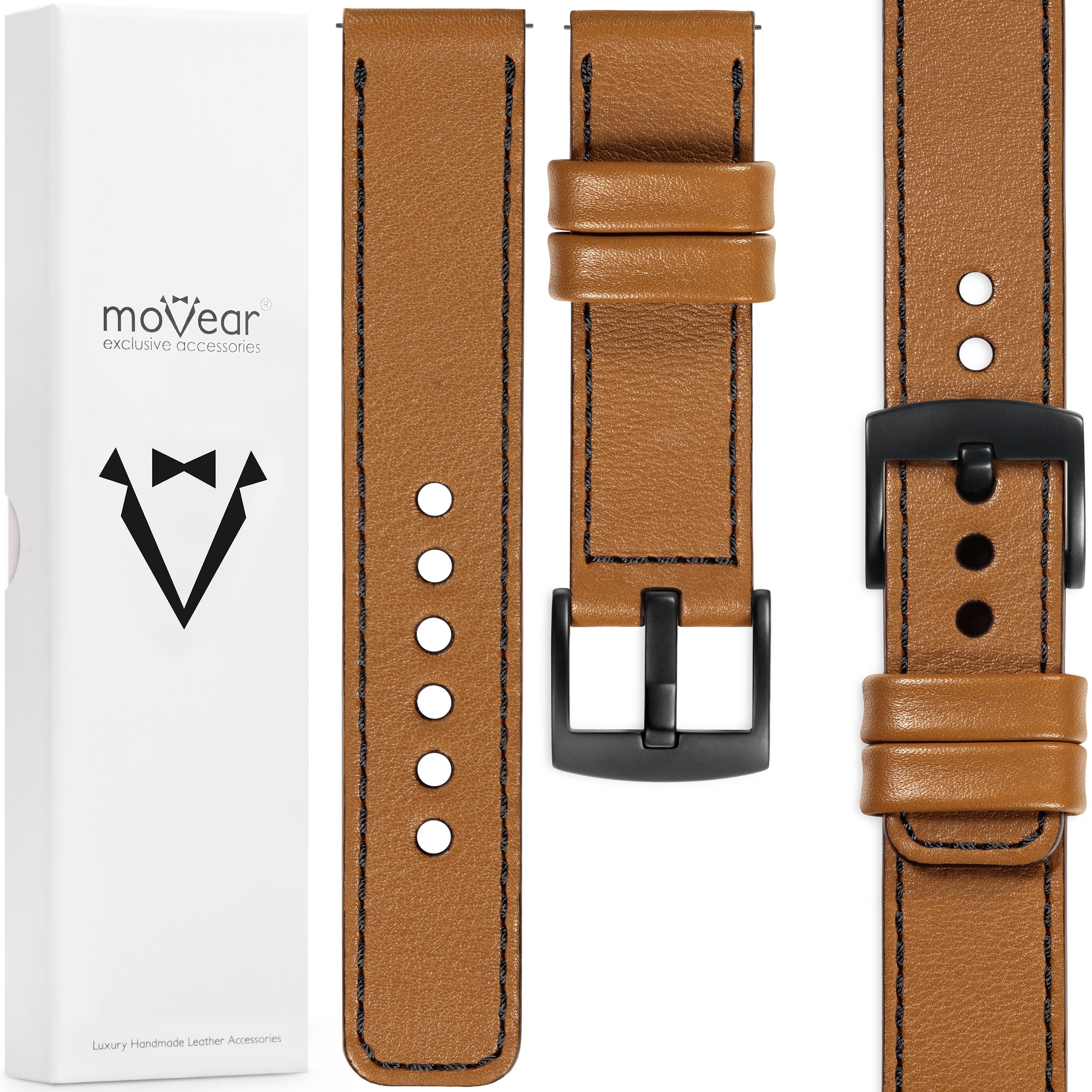 Prémiový kožený řemínek 18 mm pro hodinky, elegantní a stylový Movear