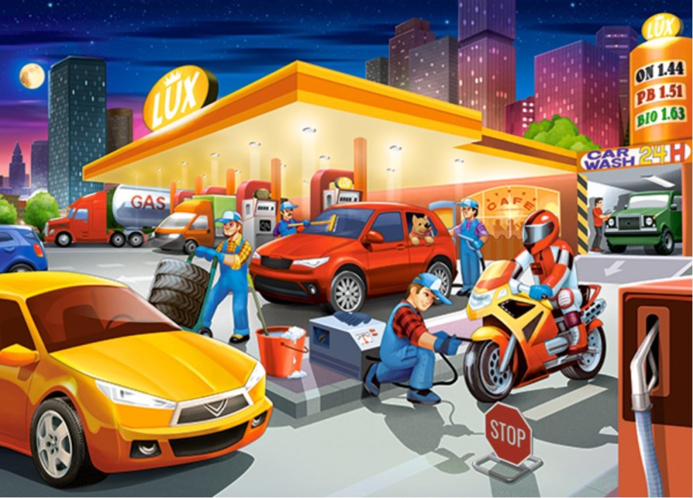 

Puzzle 60 Układanka Auto Motor Stacja 5+ Castor