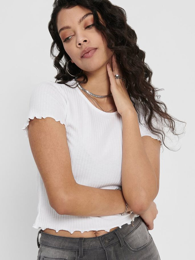 Top damski ONLY ONLEMMA S/S SHORT TOP JRS r.L Wzór dominujący bez wzoru