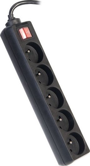 Premiumcord Przedłużacz 230V 5m 5 gniazd włącznik, czarny
