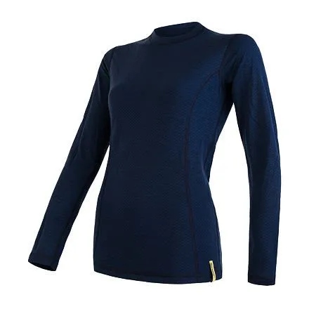Sensor Merino Df dámské triko dl.rukáv deep blue velikost M