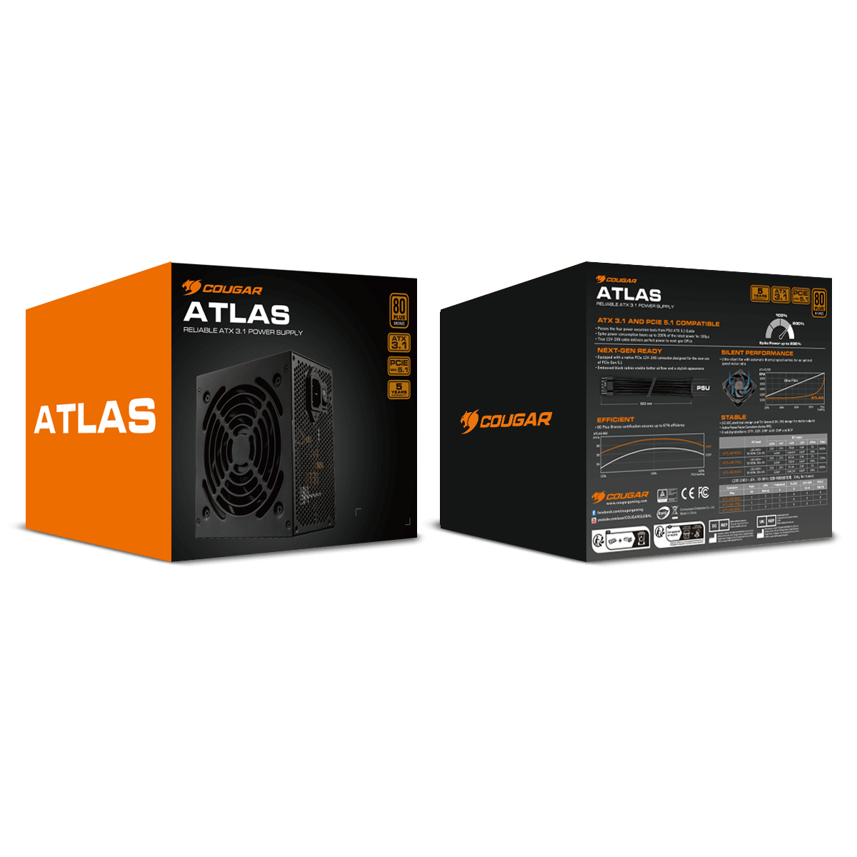 COUGAR Zasilacz Atlas 750, 80 Plus Bronze, 750W, ATX 3.1 — 16
