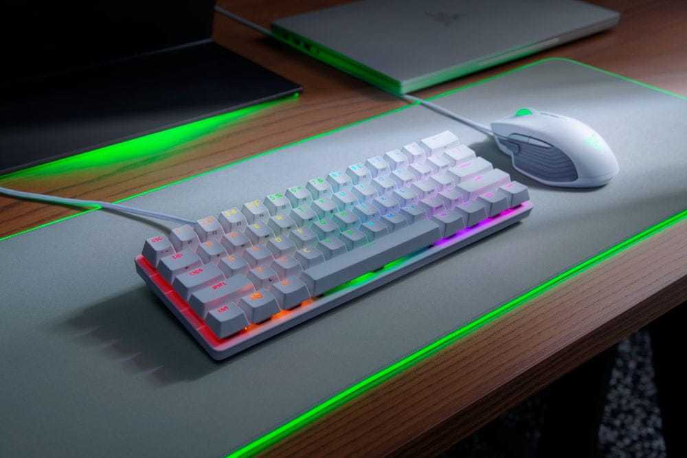 RAZER Klawiatura Gamingowa Przewodowa Huntsman Min Linear Optical Switch Mercury, Biała — 12