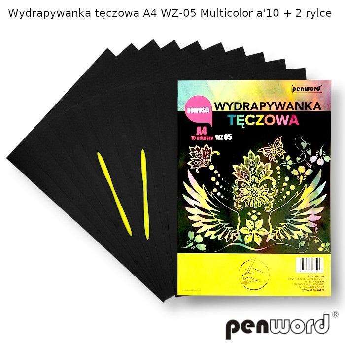 wydrapywanka tęczowa  A4 a'10 multicolor + 2 rylce |  WZ-05 — 4