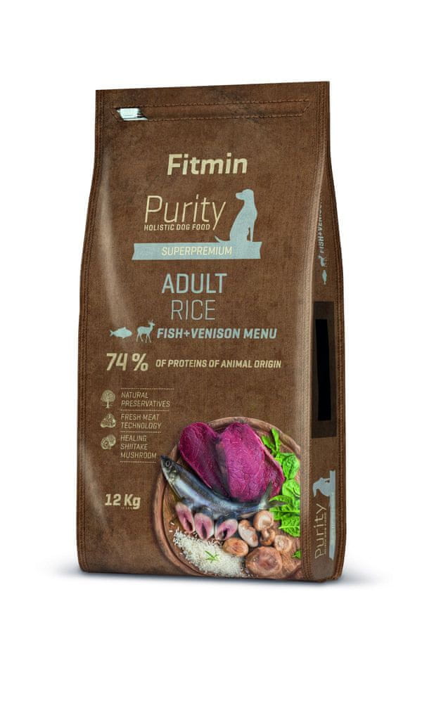 Levně Fitmin Dog Purity Adult Rice suché krmivo pro psa Zvěřina A Ryba 12 kg