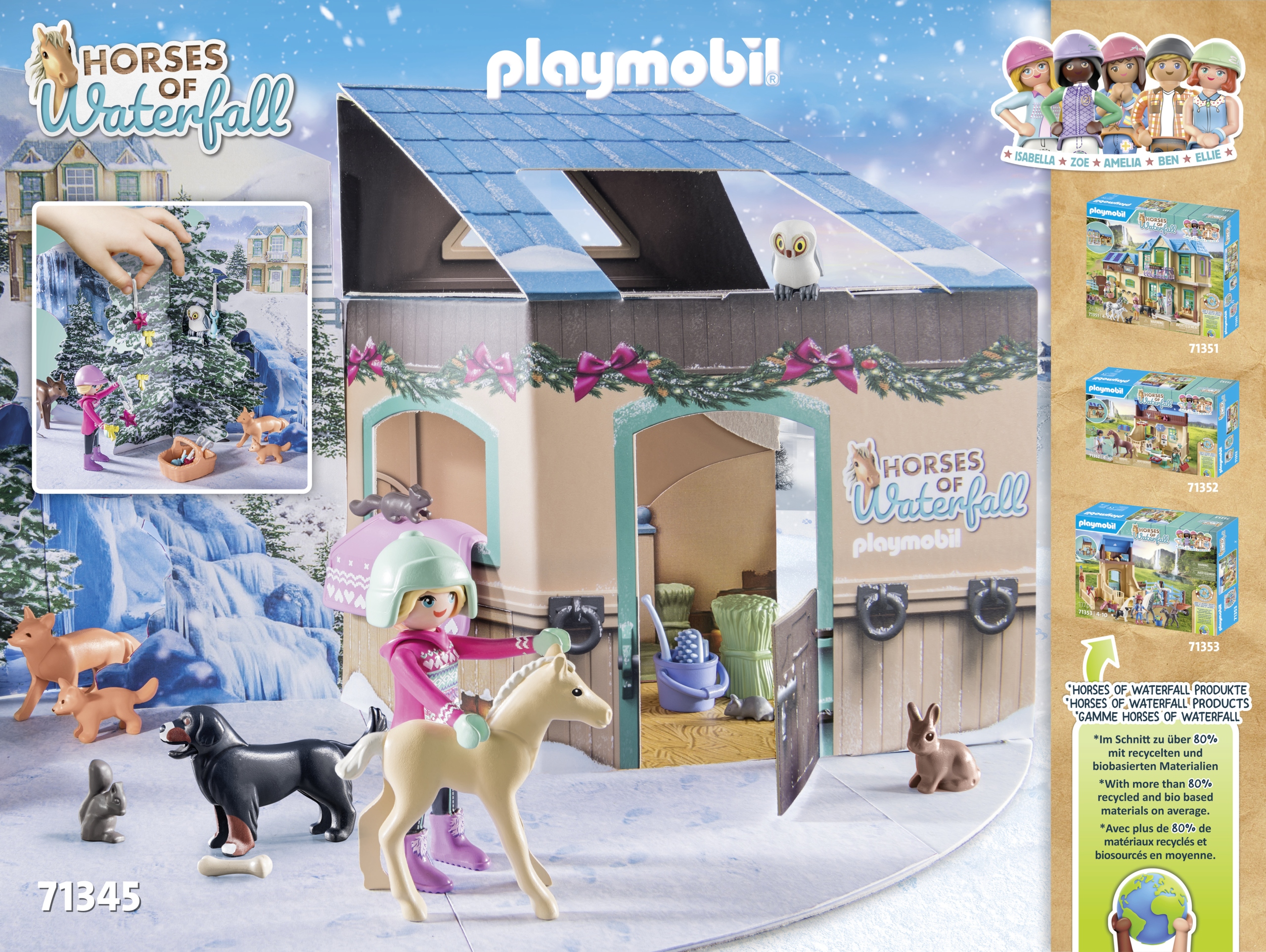 Адвент-календарь Playmobil 71345 Праздничное катание на санях, лошади и фигурки, 68 деталей, от 4 лет — фото 6