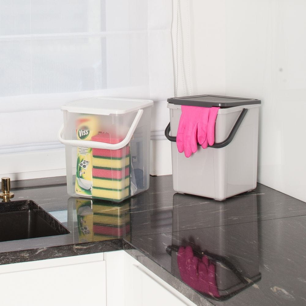 Pojemnik Koszyk na proszek kapsułki detergenty Rotho 9 l Szary Linia Basic