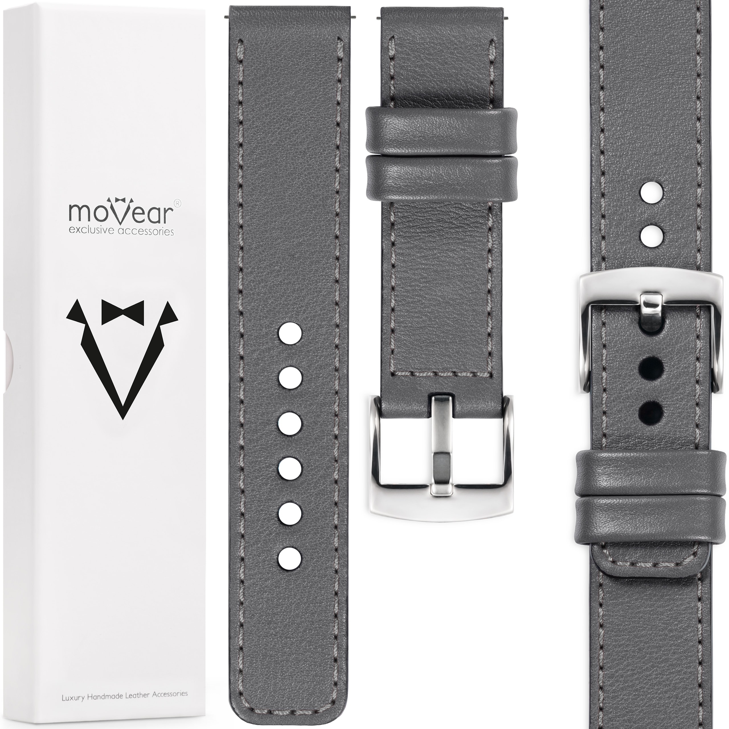 Pásek 24 mm pro prémiové hodinky, exkluzivní kožený Polský Movear