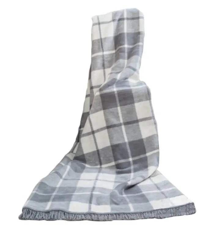 Akrylová bavlněná deka 150 x 200 cm šedá krémová deka