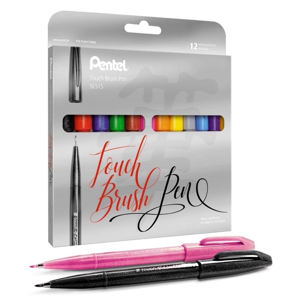 Sada 12kol marker kaligrafická tužka štětcový lettering brush Pentel