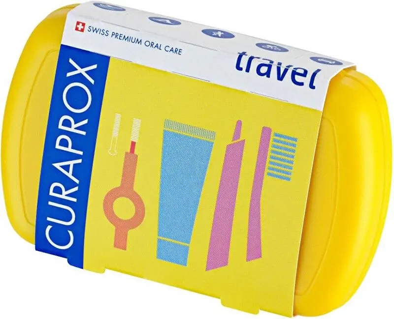 Zestaw turystyczny Curaprox Travel Set żółty 4 elementy etui