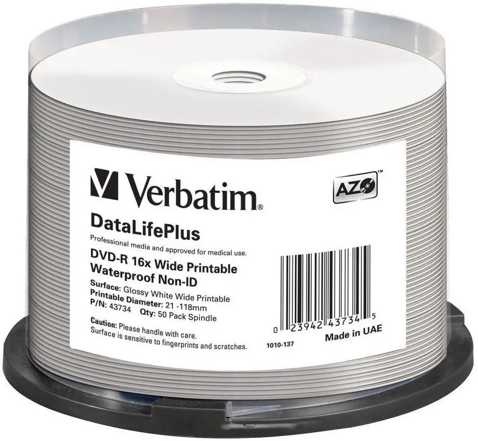 Dvd-r Verbatim 4,7GB 16x Cake 50 szt Nadruk Waterproof