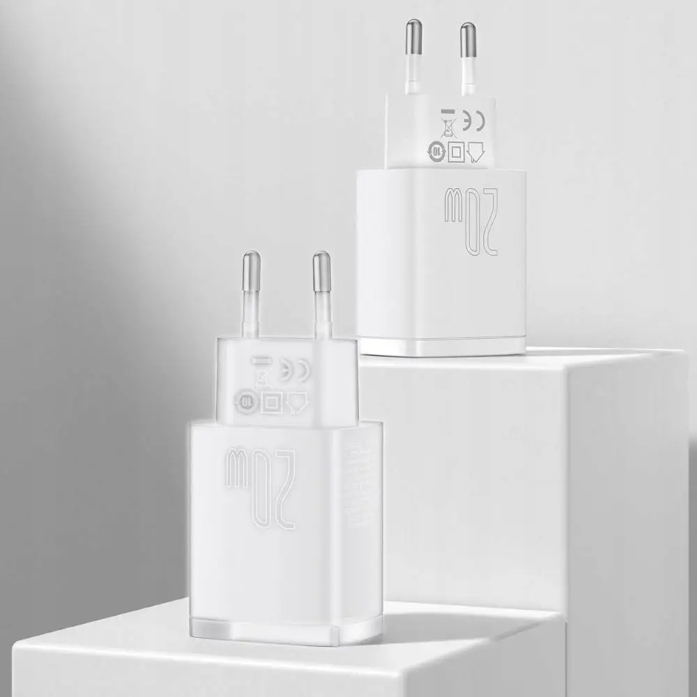 BASEUS SZYBKA ŁADOWARKA SIECIOWA USB / USB TYP C 20W 3A COMPACT Przewód w zestawie nie