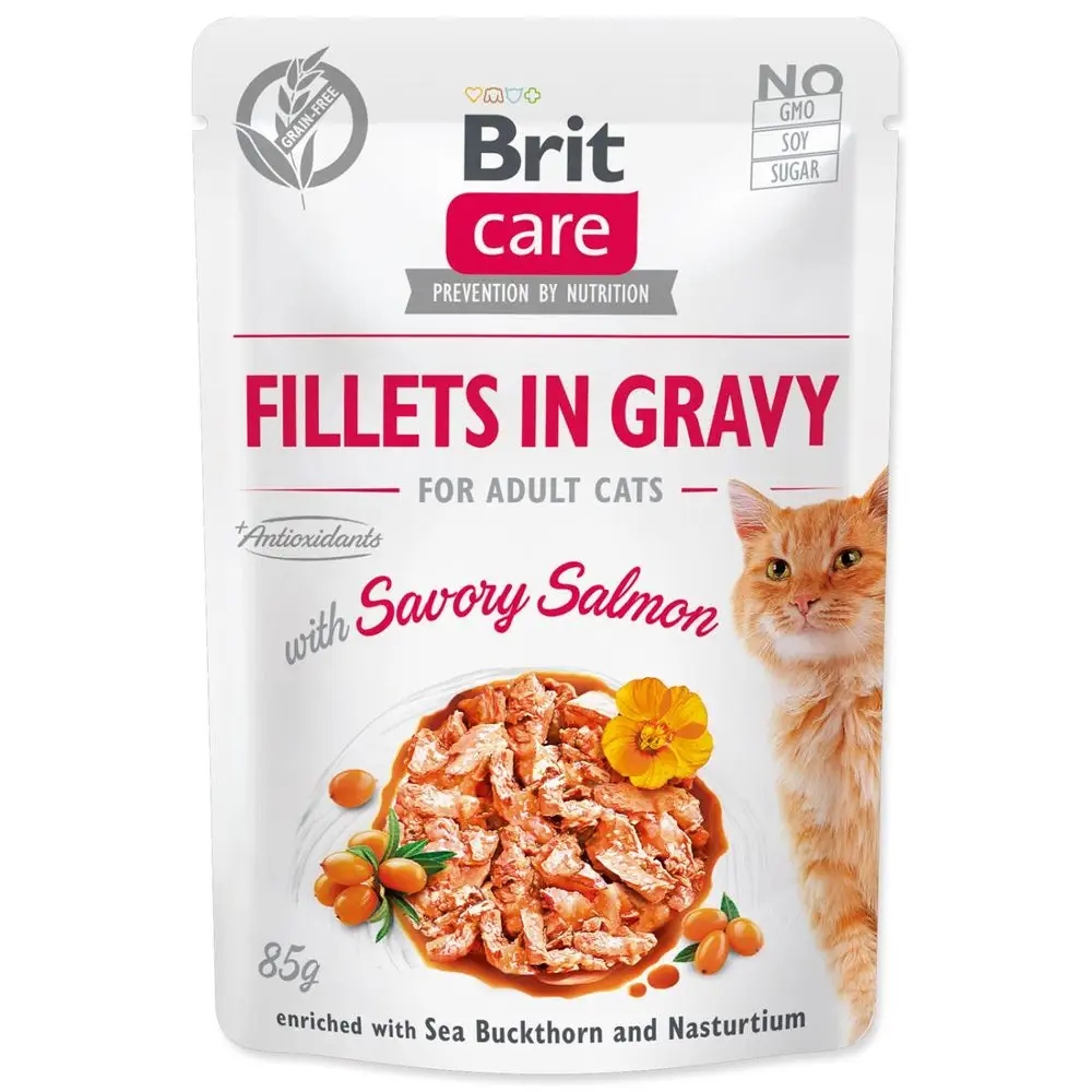 Levně 13x Brit Care Cat Fillets Gravy Salmon 85g