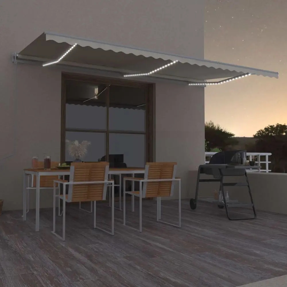 Shumee Automatická Led markýza a větrný senzor 600 x 300 cm krémová