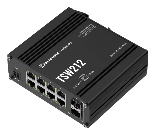 Teltonika TSW212 – priemyselný prepínač 8× Gigabit RJ45 2× Sfp, Profinet