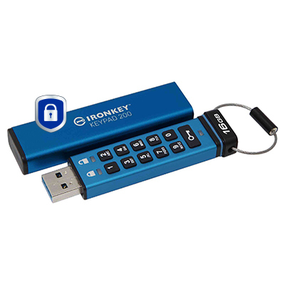 KINGSTON 16GB IronKey Keypad 200, FIPS 140-3 Lvl 3 (Pending) AES-256 Encrypted — 9