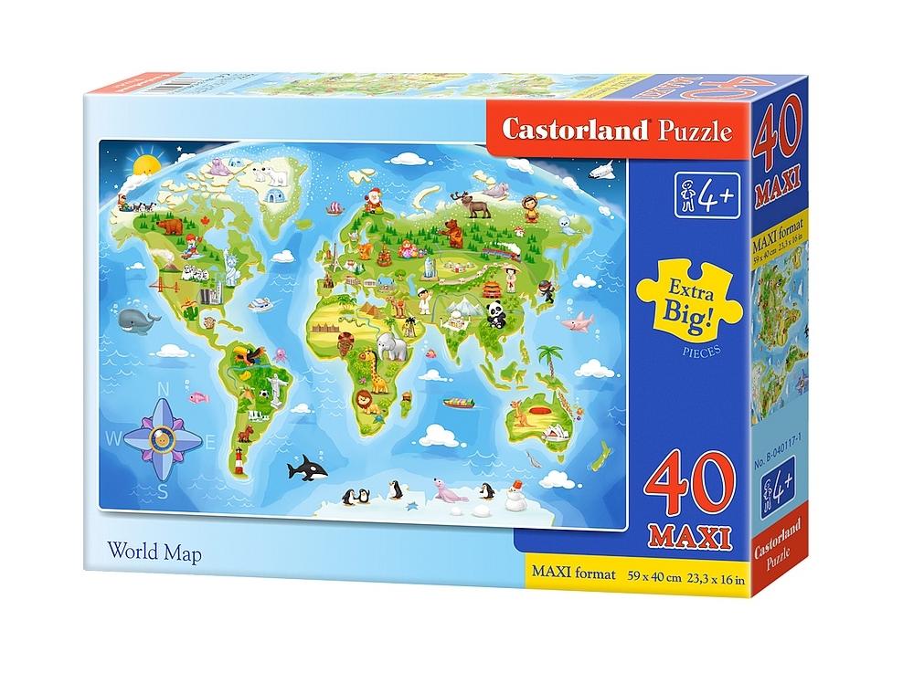 

Puzzle 40 el. Maxi Mapa świata Castor PC-040117