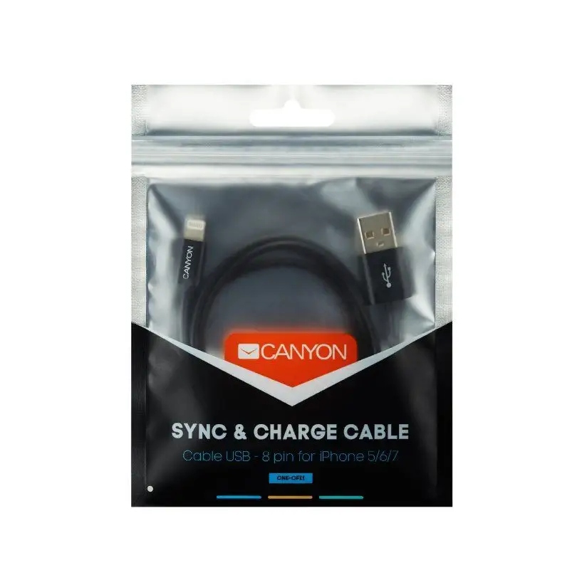 CANYON Kabel CFI-1 USB do Lightning 5W 1m Czarny — 5