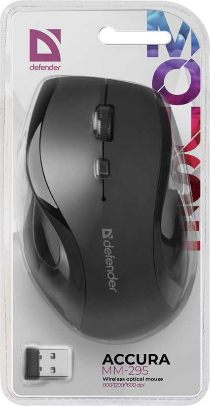 MYSZ DEFENDER ACCURA MM-295 RF CZARNA OPTICAL 1600DPI 6P — 10