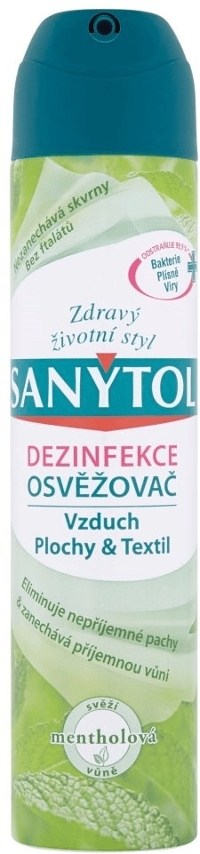 SANYTOL Mentol čistí vzduch a dezinfikuje všetky povrchy a textil 300 ml