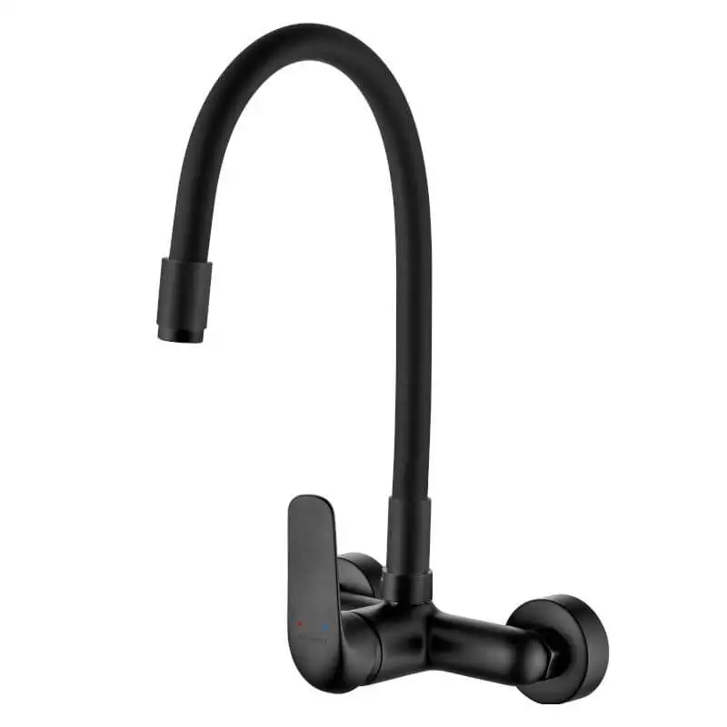 Kuchyňská nástěnná dřezová baterie Elza černá s flexibilním výtokem
