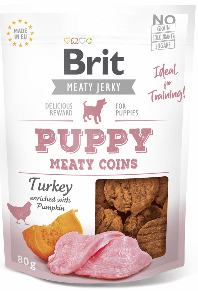 Brit Jerky Puppy Turkey Meaty Coins 12x 80g