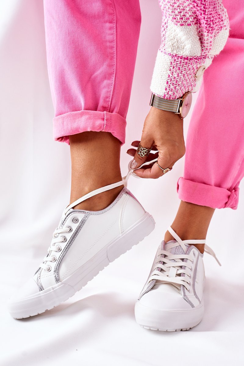 Trampki tenisówki białe srebrne niskie ekoskóra Big Star II274055 R. 35 Model II274055