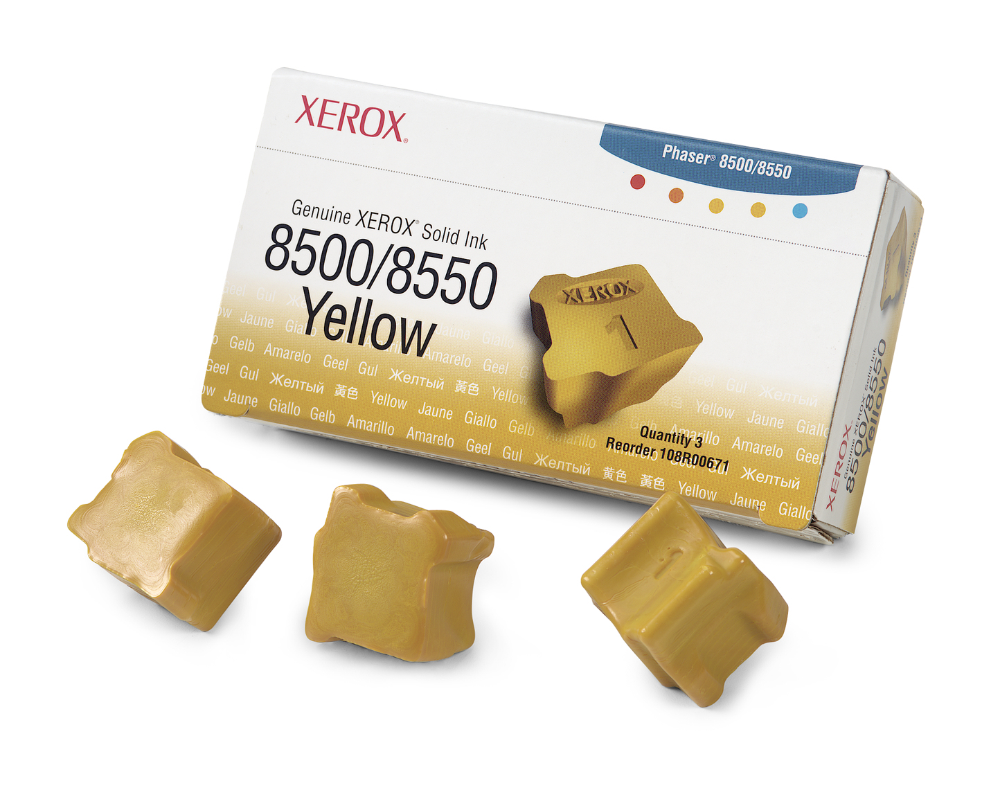 Xerox 108R00671 inkoustové kostky: 3 x žlutá, originální