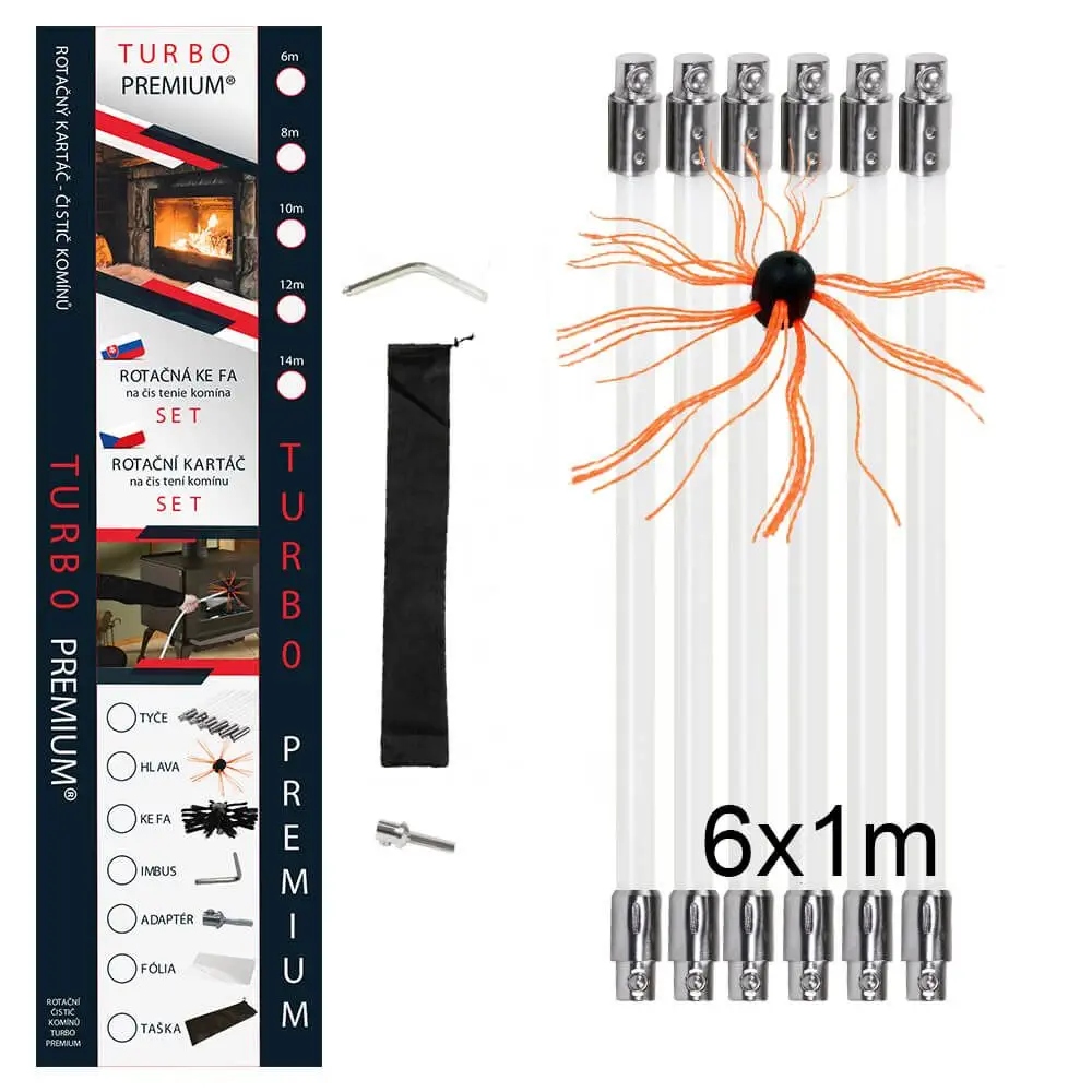 Rotačná kefa na čistenie komína Turbo Premium 6m