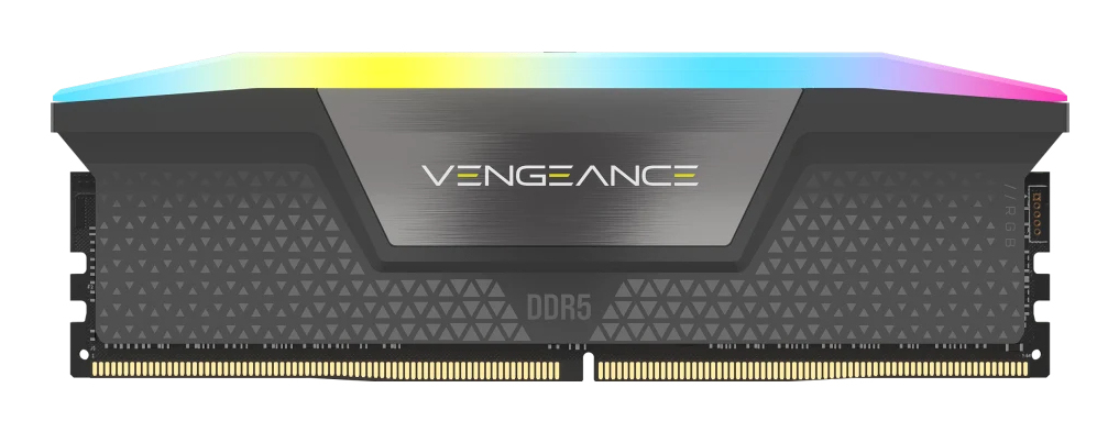 CORSAIR DDR5, 6000MT/s 16GB 2x8GB DIMM, Unbuffered, 36-44-44-96, Intel XMP & AMD EXPO, VENGEANCE RGB DDR5 Grey Heatspreader, RGB LED, 1.35V — 5