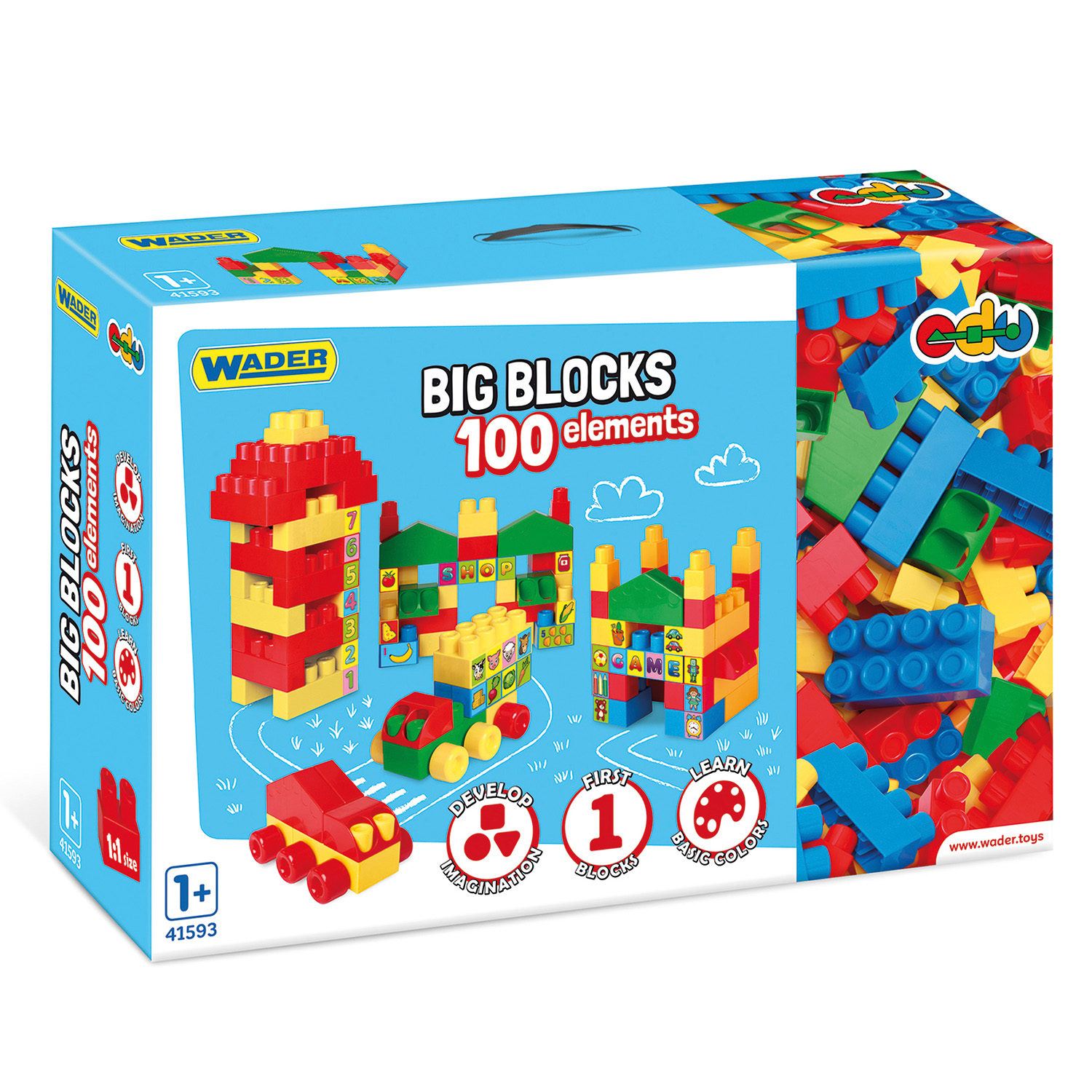 Klocki Wader 41593 Big Blocks 100 elementów wiek 1+
