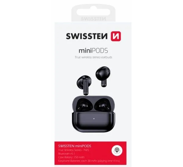 Swissten miniPODS bluetooth Tws sluchátka černá