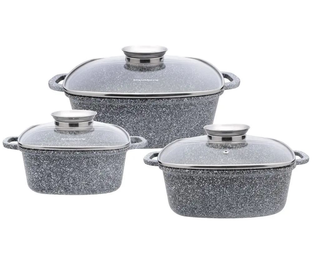 Sada hrnců Mramorové čtvercové Hrnce Šedé Komplet 6EL.