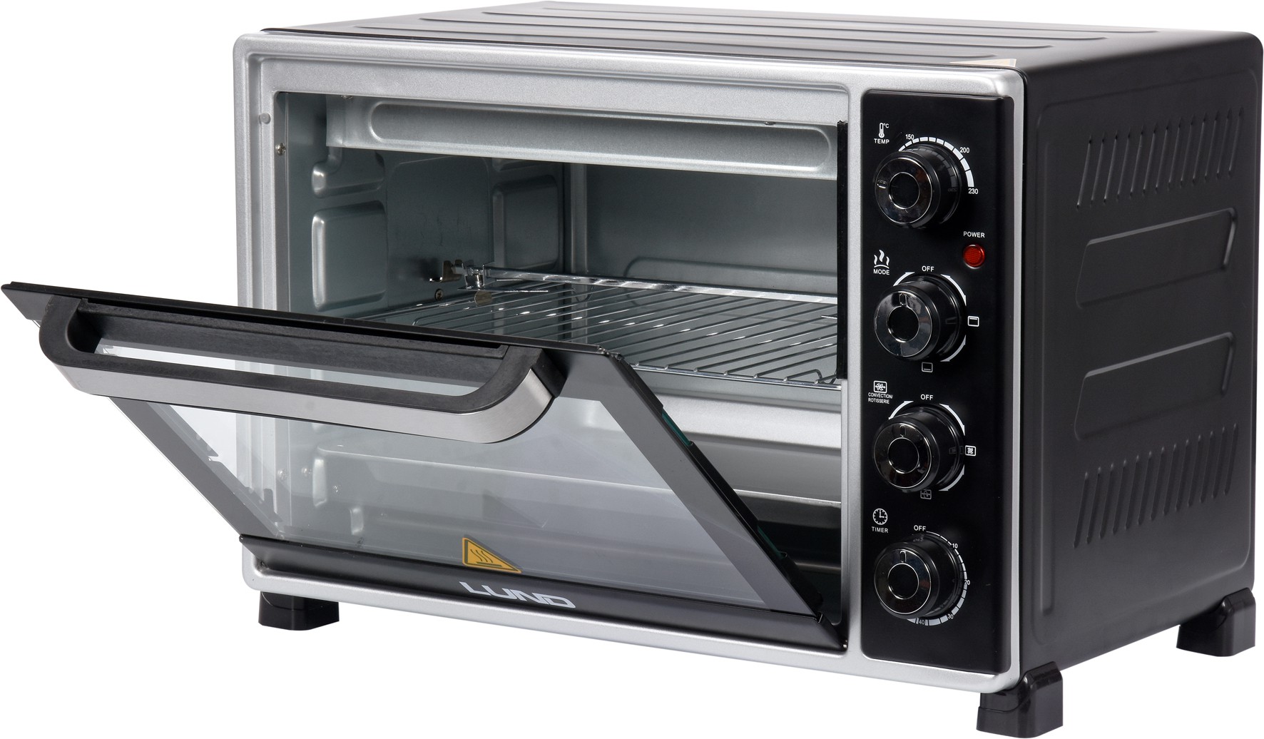 Mini Pekáreň Lund 2000 W 38 L Rotačný rošt Termoobeh Čierny Veľký