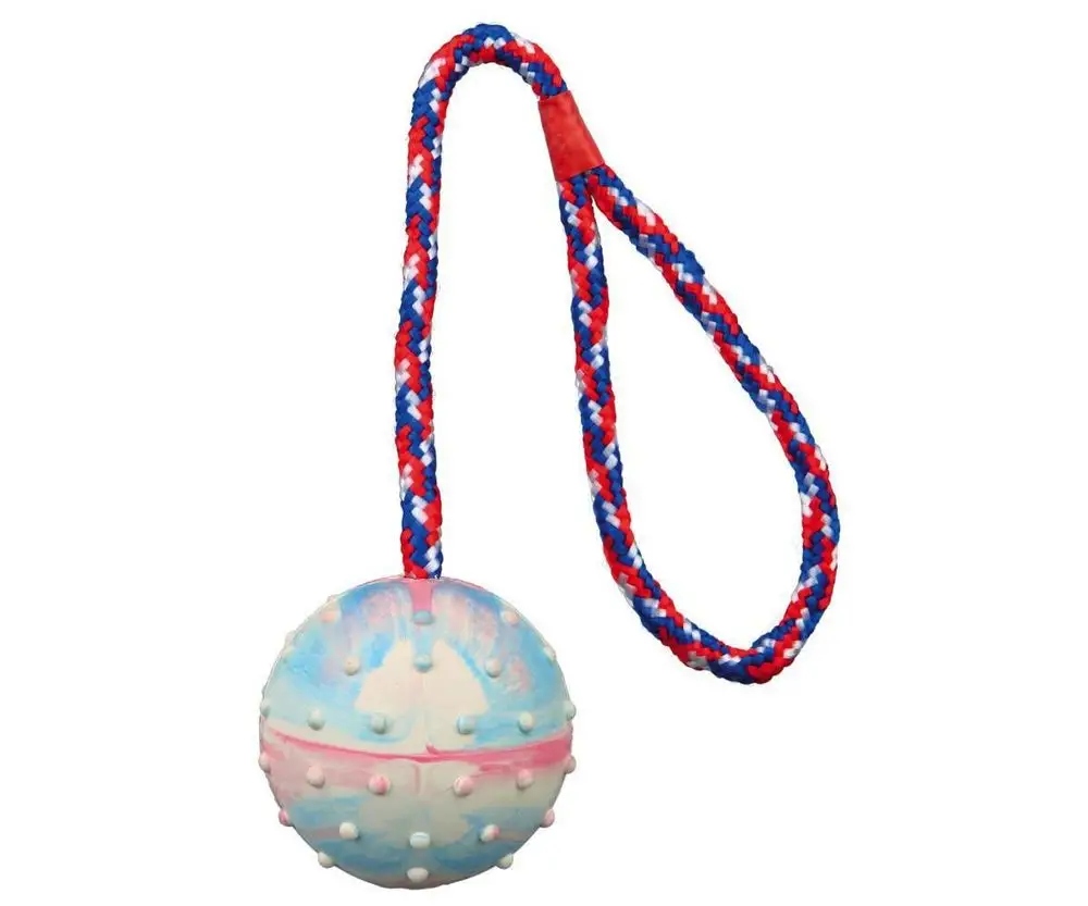Levně Míčky z přírodní gumy na provázku, 24 ks pr. 6 cm/30 cm