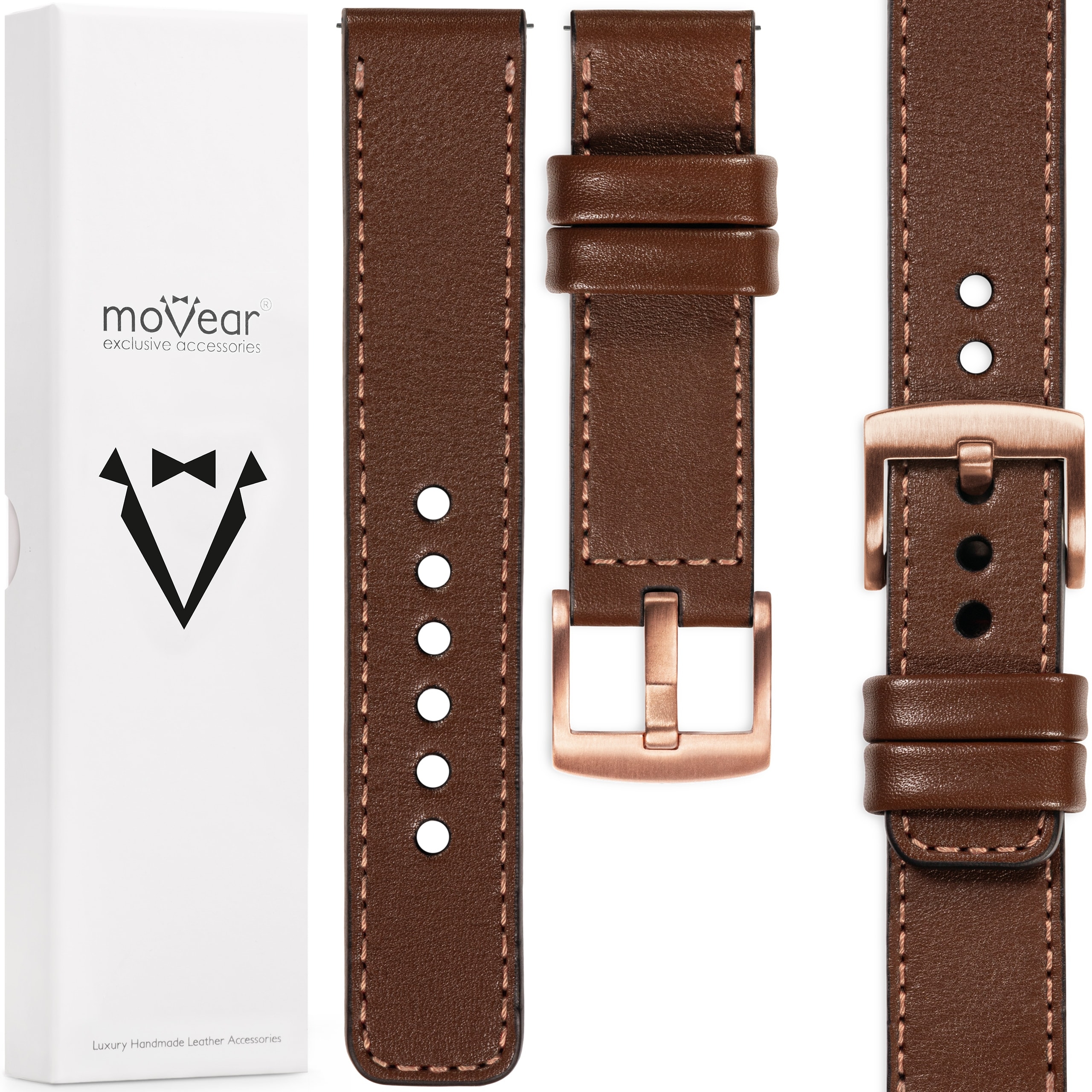 Exkluzivní řemínek 20 mm pro hodinky, elegantní, stylový, tmavě hnědý