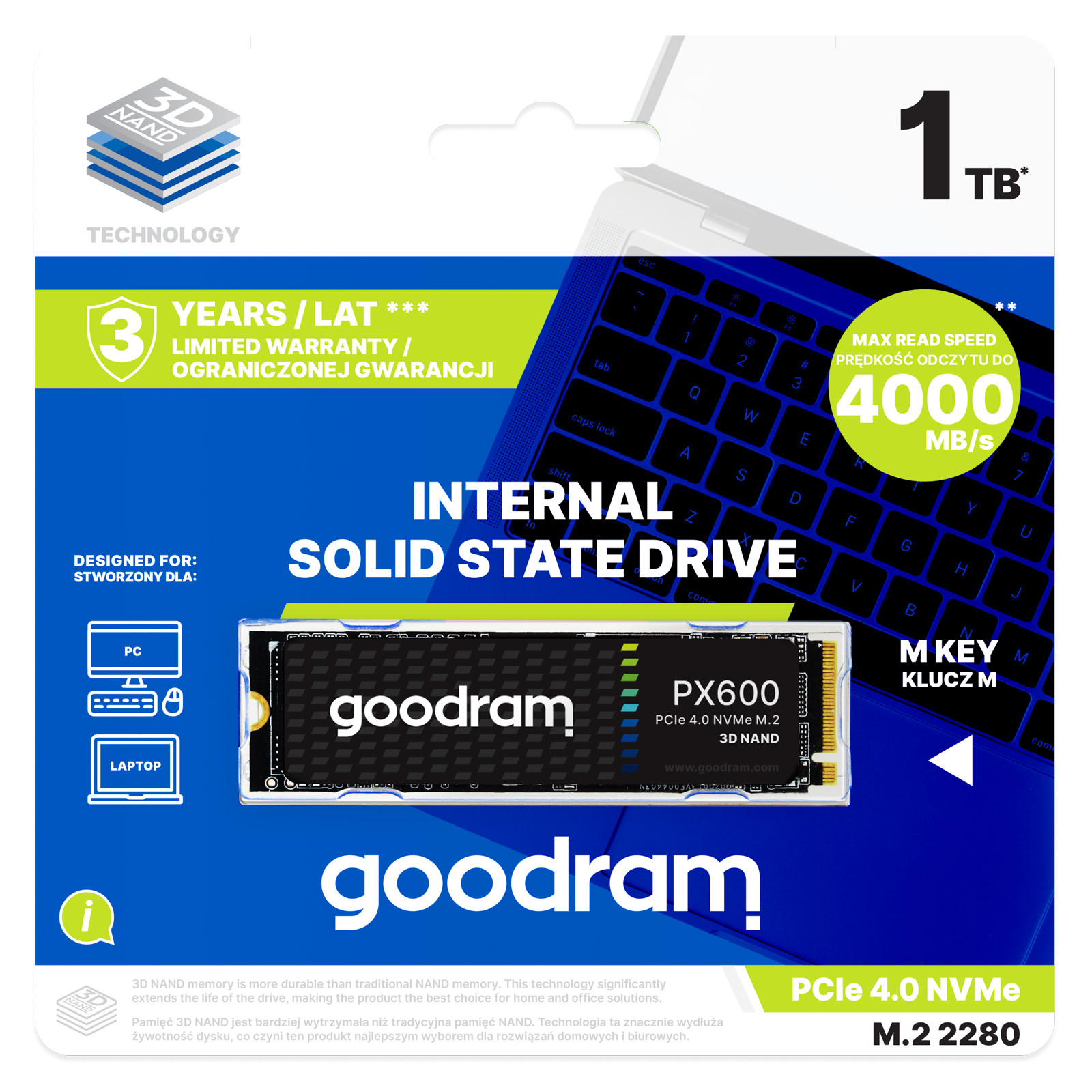 Ssd disk M.2 Goodram PX600 1TB 1000GB PCIe 4x4 5.0/3.2 Rychlý