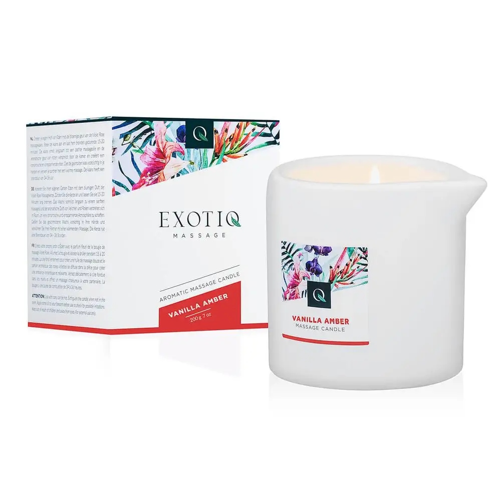 2x Exotiq Masážní svíčka Vanilla Amber 200 g Relaxační olej