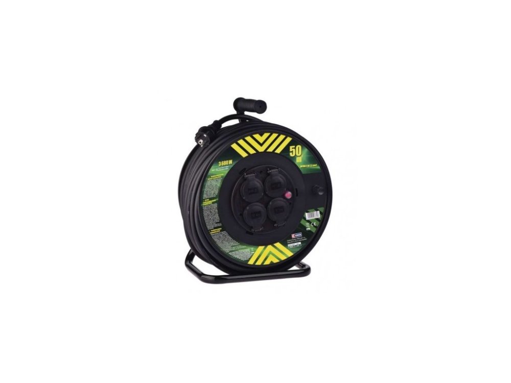 Vonkajší predlžovací kábel na bubne 50 m 4 zás. čierny guma-neoprén …