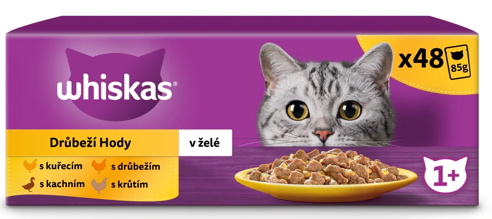 Levně Whiskas kapsičky drůbeží výběr v želé pro dospělé kočky 85 g