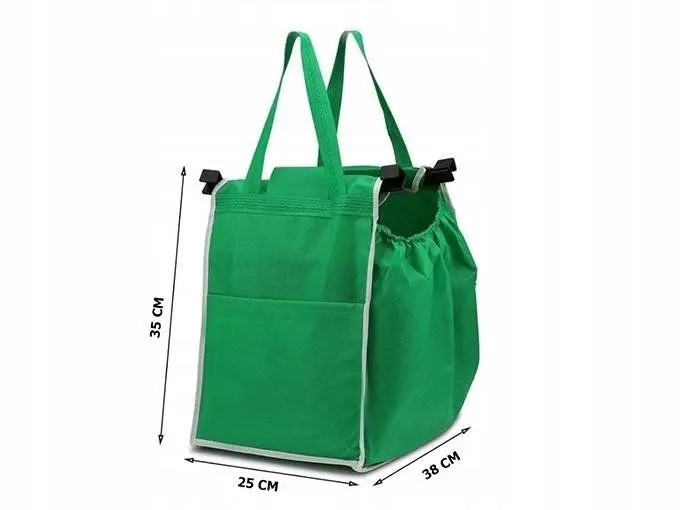 Torba na zakupy do wózka zielona 2 szt   15707 — 6