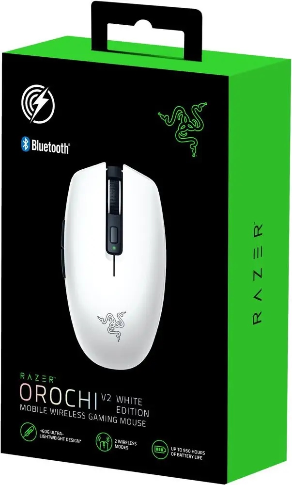 Razer Mysz Gamingowa Orochi V2, Bia?a, Bezprzewodowa, 18K DPI — 8