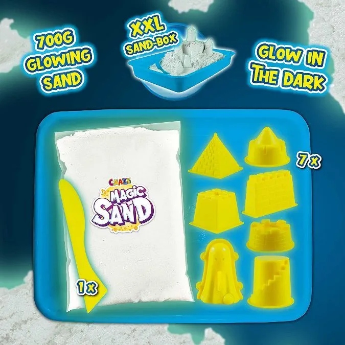 PIASEK KINETYCZNY ZAMEK 700g ŚWIECI W CIEMNOŚCI Materiał piasek kinetyczny