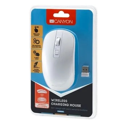 CANYON Mysz bezprzewodowa MW-18 Akumulator Perłowa Biała — 10