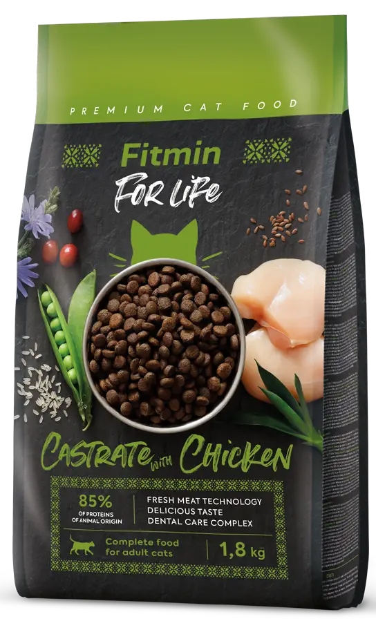 2x Fitmin For Life Castrate Chicken Krmivo pro kočky 1,8 kg