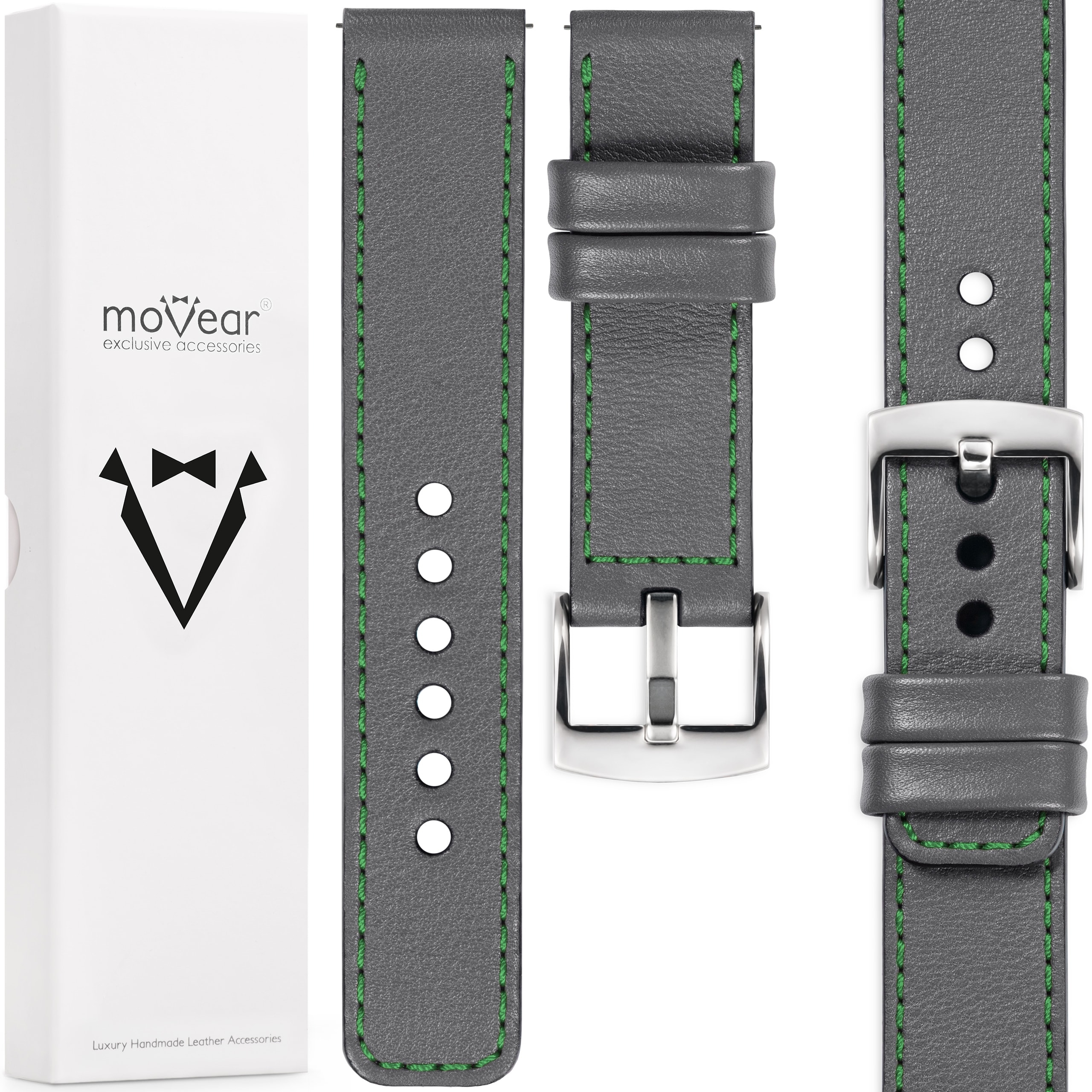 Pásek 20 mm pro hodinky premium stylový Italská kůže Šedá